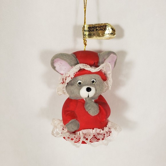 Other - Vintage Jasco Soft N Snoozy Chimers Bisque Porcelain Flocked Bell Style Ornament
